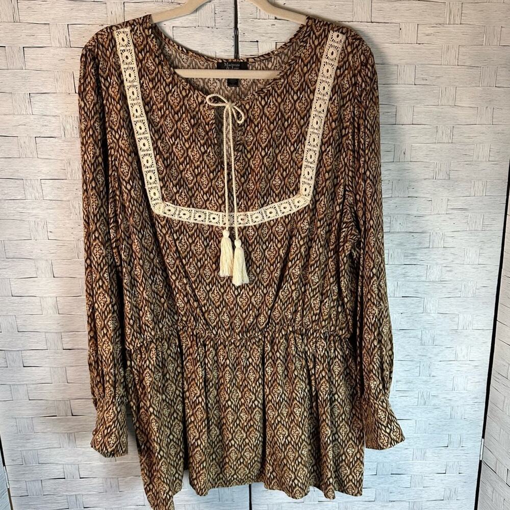 Mackenzie & James tunic lace lace puff sleeve cottage core‎ bohemian plus size